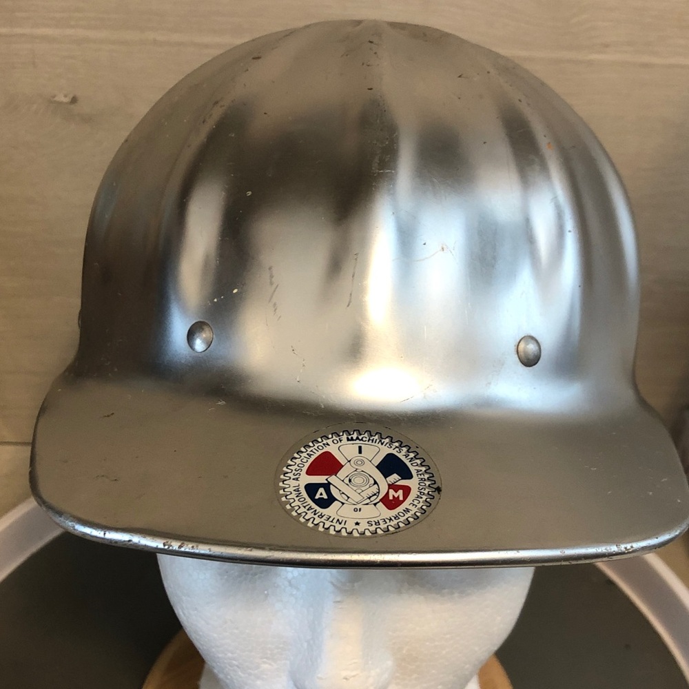 Vintage 60's Aluminum Hard Hat with *IAMA Safety Sticker Pleases Read Post